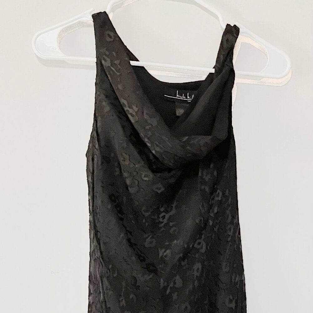 Nicole Miller Black Formal Dress A-Line Cowl Neck
